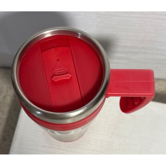 Honda Travel Mug Stainless Steel With Red Plastic Handle & Lid - Picture 3 of 9